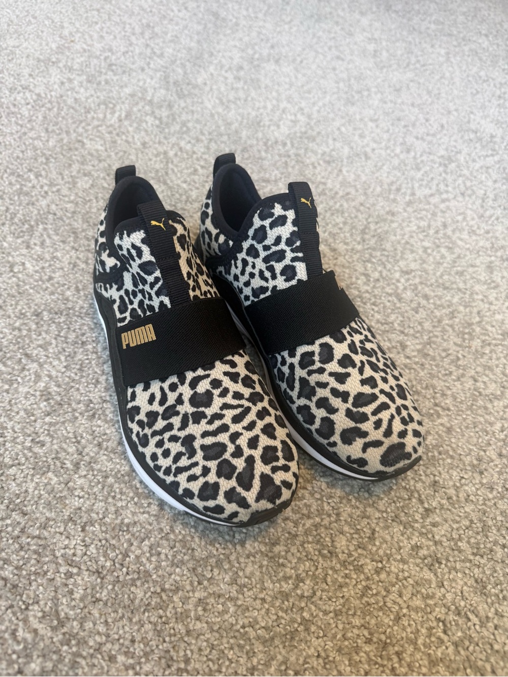 Puma Kids Slip-On Leopard Print Sneakers - Black & Cream